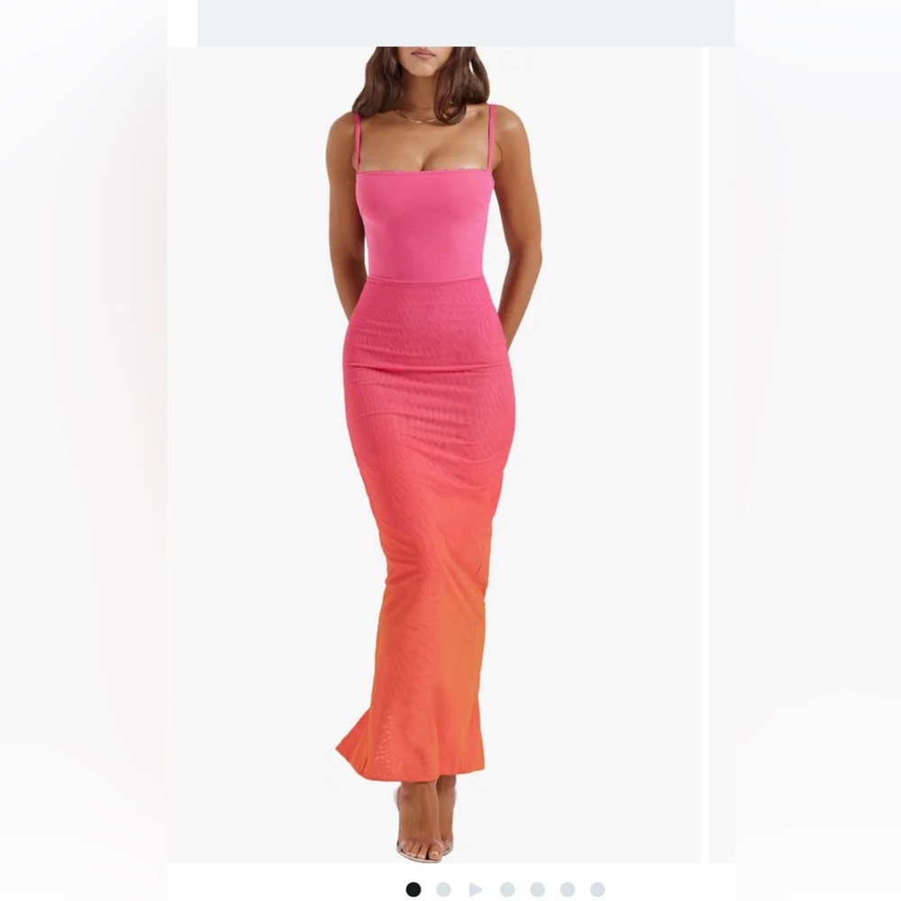 House of CB midi fitted dress with boning inside of top.
